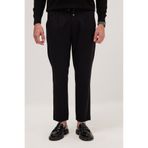 Tudors Erkek Slim Fit Dar Kesim Lastikli Bağcık Detaylı Siyah Pantolon