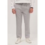 Tudors Erkek Slim Fit Dar Kesim Lastikli Bel Bağcık Detaylı Pileli Gri Pantolon