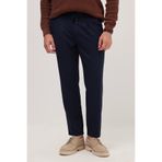 Tudors Erkek Slim Fit Dar Kesim Lastikli Bel Bağcık Detaylı Pileli Lacivert Pantolon