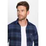 Tudors Erkek Slim Fit Dar Kesim Oduncu Tek Cep Kareli Kışlık Gömlek - Renkli