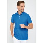 Tudors Erkek Slim Fit Dar Kesim Pamuk Armürlü Sax Mavi Polo Yaka Tişört - Saks Mavi