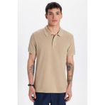 Tudors Erkek Slim Fit Dar Kesim Pamuk Bej Polo Yaka Tişört - 2XL