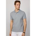Tudors Erkek Slim Fit Dar Kesim Pamuk Düz Pike Gri Polo Yaka Tişört