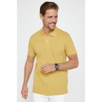 Tudors Erkek Slim Fit Dar Kesim Pamuk Düz Pike Hardal Polo Yaka Tişört