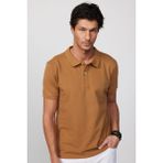 Tudors Erkek Slim Fit Dar Kesim Pamuk Düz Pike Kahverengi Polo Yaka Tişört - XL