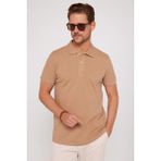 Tudors Erkek Slim Fit Dar Kesim Pamuk Düz Pike Kahverengi Polo Yaka Tişört