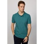 Tudors Erkek Slim Fit Dar Kesim Pamuk Düz Pike Mavi Polo Yaka Tişört - Haki
