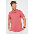Tudors Erkek Slim Fit Dar Kesim Pamuk Düz Pike Pudra Renk Polo Yaka Tişört - 2XL