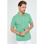 Tudors Erkek Slim Fit Dar Kesim Pamuk Düz Pike Yeşil Polo Yaka Tişört