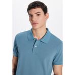 Tudors Erkek Slim Fit Dar Kesim Pamuk Indigo Polo Yaka Tişört - İndigo