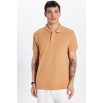 Tudors Erkek Slim Fit Dar Kesim Pamuk Kahverengi Polo Yaka Tişört - XL