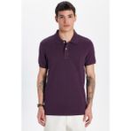 Tudors Erkek Slim Fit Dar Kesim Pamuk Mürdüm Polo Yaka Tişört