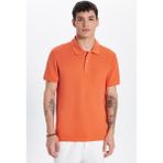 Tudors Erkek Slim Fit Dar Kesim Pamuk Turuncu Polo Yaka Tişört - XL