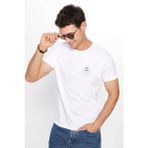 Tudors Erkek Slim Fit Dar Kesim Pamuk Yumuşak Dokulu Baskılı Beyaz Bisiklet Yaka Tişört