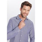 Tudors Erkek Slim Fit Dar Kesim Pamuklu Kolay Ütü Düğmeli Yaka Düz Mavi Gömlek - 2XL