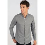 Tudors Erkek Slim Fit Dar Kesim Pamuklu Kolay Ütü Gri Hakim Yaka Gömlek - XL