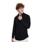 Tudors Erkek Slim Fit Dar Kesim Pamuklu Kolay Ütü Siyah Hakim Yaka Gömlek - 2XL