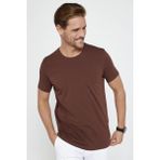 Tudors Erkek Slim Fit Dar Kesim Pamuklu Likralı Esnek Kumaş Basic Kahverengi Bisiklet Yaka Tişört - XL