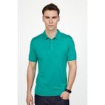 Tudors Erkek Slim Fit Dar Kesim Pamuklu Örme Triko Yeşil Polo Yaka Tişört - 2XL