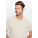 Tudors Erkek Slim Fit Dar Kesim Pamuklu Pike Yumuşak Dokulu Serin Tutan Kumaş Kırık Beyaz Polo Yaka Tişört