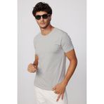 Tudors Erkek Slim Fit Dar Kesim Pamuklu Yumuşak Doku Likralı Esnek Kumaş Basic Gri Bisiklet Yaka Tişört - 2XL