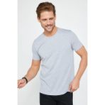 Tudors Erkek Slim Fit Dar Kesim Pamuklu Yumuşak Doku Likralı Esnek Kumaş Basic Gri Bisiklet Yaka Tişört - XL