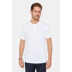 Tudors Erkek Slim Fit Dar Kesim Pamuklu Yumuşak Doku Nefes Alan Kumaş Kıvrılmaz Yaka Beyaz Polo Yaka Tişört - XL