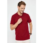 Tudors Erkek Slim Fit Dar Kesim Pamuklu Yumuşak Doku Nefes Alan Kumaş Kıvrılmaz Yaka Bordo Polo Yaka Tişört