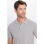 Tudors Erkek Slim Fit Dar Kesim Pamuklu Yumuşak Dokulu Serin Tutan Kumaş Düz Pike Gri Polo Yaka T-Shirt - Gri1