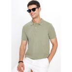 Tudors Erkek Slim Fit Dar Kesim Pamuklu Yumuşak Dokulu Serin Tutan Kumaş Düz Pike Haki Polo Yaka Tişört - 3XL