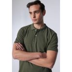 Tudors Erkek Slim Fit Dar Kesim Pamuklu Yumuşak Dokulu Serin Tutan Kumaş Düz Pike Haki Polo Yaka Tişört