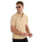 Tudors Erkek Slim Fit Dar Kesim Pamuklu Yumuşak Dokulu Serin Tutan Kumaş Düz Pike Kum Beji Polo Yaka Tişört - XL