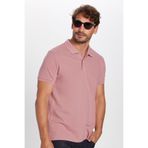 Tudors Erkek Slim Fit Dar Kesim Pamuklu Yumuşak Dokulu Serin Tutan Kumaş Düz Pike Lila Polo Yaka Tişört