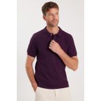 Tudors Erkek Slim Fit Dar Kesim Pamuklu Yumuşak Dokulu Serin Tutan Kumaş Düz Pike Mürdüm Polo Yaka Tişört - 2XL