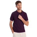 Tudors Erkek Slim Fit Dar Kesim Pamuklu Yumuşak Dokulu Serin Tutan Kumaş Düz Pike Mürdüm Polo Yaka Tişört - XL