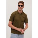 Tudors Erkek Slim Fit Dar Kesim Pamuklu Yumuşak Dokulu Serin Tutan Kumaş Düz Pike Polo Yaka Tişört - Yeşil - XS