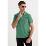 Tudors Erkek Slim Fit Dar Kesim Pamuklu Yumuşak Dokulu Serin Tutan Kumaş Düz Pike Yeşil Polo Yaka Tişört - 3XL
