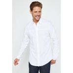 Tudors Erkek Slim Fit Dar Kesim Uzun Kollu %100 Pamuk Keten Doku Beyaz Gömlek - 2XL