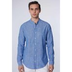 Tudors Erkek Slim Fit Dar Kesim Uzun Kollu %100 Pamuk Keten Doku Çizgili Hakim Yaka Gömlek - Karışık - XL