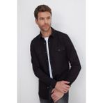 Tudors Erkek Slim Fit Dar Kesim Uzun Kollu Denim Kot Çift Cep Çıtçıtlı Siyah Gömlek - 2XL