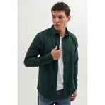 Tudors Erkek Slim Fit Dar Kesim Uzun Kollu Düz Kışlık Oduncu Yeşil Gömlek