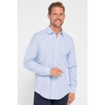 Tudors Erkek Slim Fit Dar Kesim Uzun Kollu Pamuk Keten Doku Çizgili Gömlek - Karışık