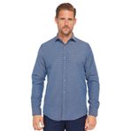 Tudors Erkek Slim Fit Dar Kesim Uzun Kollu Pamuklu Kolay Ütü Armürlü Lacivert Gömlek - 2XL