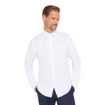 Tudors Erkek Slim Fit Dar Kesim Uzun Kollu Pamuklu Önden Kulplu Düz Beyaz Gömlek - XL