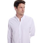 Tudors Erkek Slim Fit Dar Kesim Uzun Kollu Pamuklu Oxford Doku Kolay Ütü Beyaz Düğmeli Yaka Gömlek - 2XL