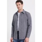 Tudors Erkek Slim Fit Gri Uzun Kollu Dar Kesim Günlük Gömlek Kışlık Stil - XL