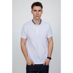 Tudors Erkek Slim Fit Hakim Yaka Pike Pamuk Beyaz Tişört - XXL