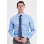 Tudors Erkek Slim Fit Non-Iron Pamuklu Ütü Gerektirmez Açık Mavi Gömlek
