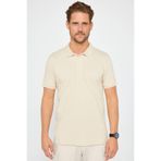 Tudors Erkek Slim Fit Polo Yaka Tişört,%100 Pamuk, Pike Kumaş, Taş Renk, L Beden