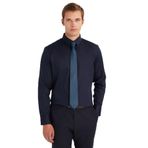 Tudors Erkek Slim Fit Premium Likralı Pamuk Saten Gömlek,Lacivert Xl